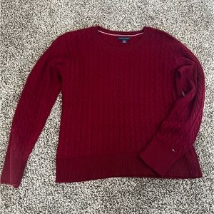 Tommy Hilfiger Red Cable Knit Sweater Size Small